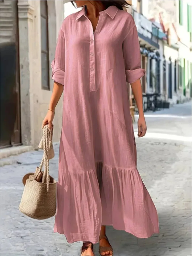 Plus Size Dress Office Lady Spring  Elegant Solid