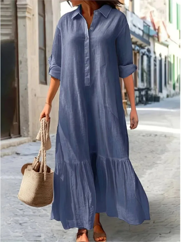 Plus Size Dress Office Lady Spring  Elegant Solid
