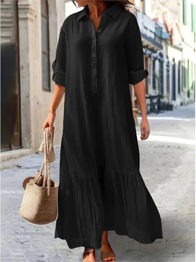 Plus Size Dress Office Lady Spring  Elegant Solid