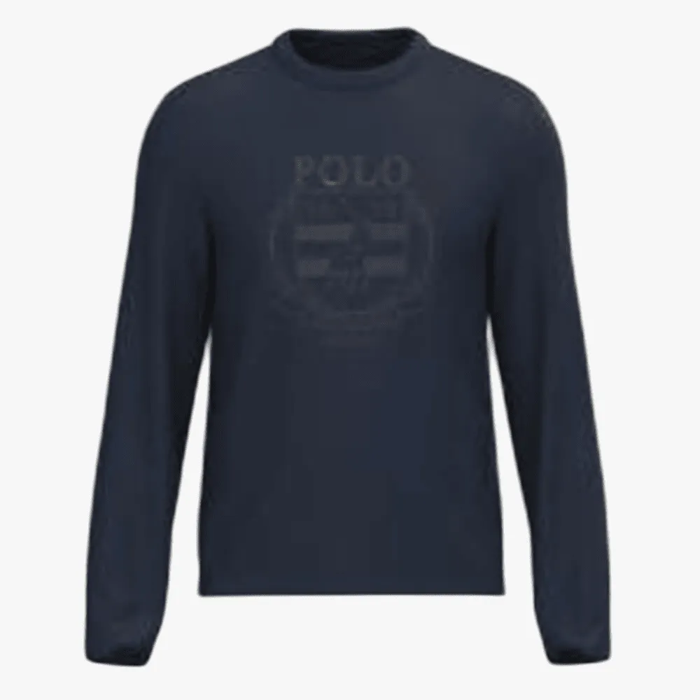 Polo Mens Brushed Crest Embroid Sweater Navy