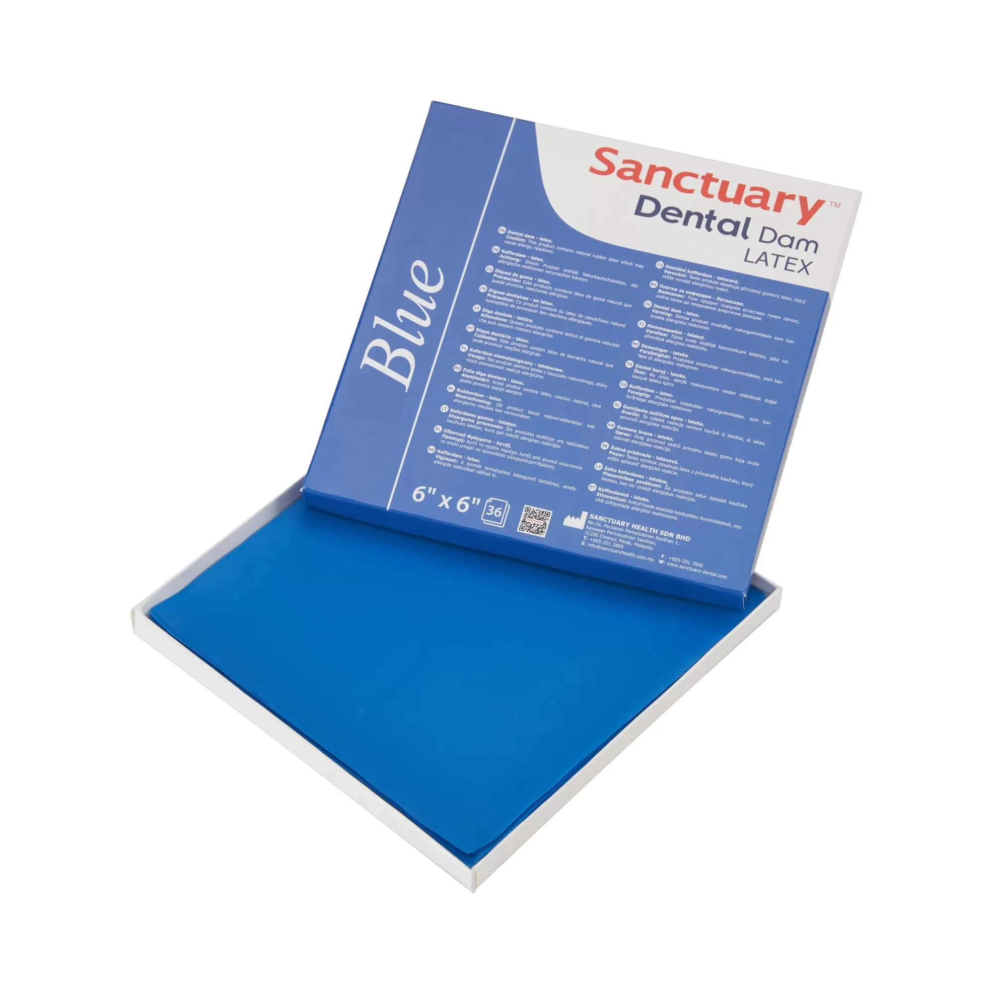 Powder-Free Latex Blue Dental Dam 5'' x 5'' 52 Sheets Unscented