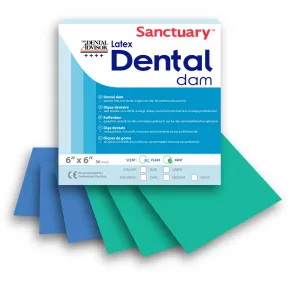 Powder-Free Latex Blue Dental Dam 5'' x 5'' 52 Sheets Unscented