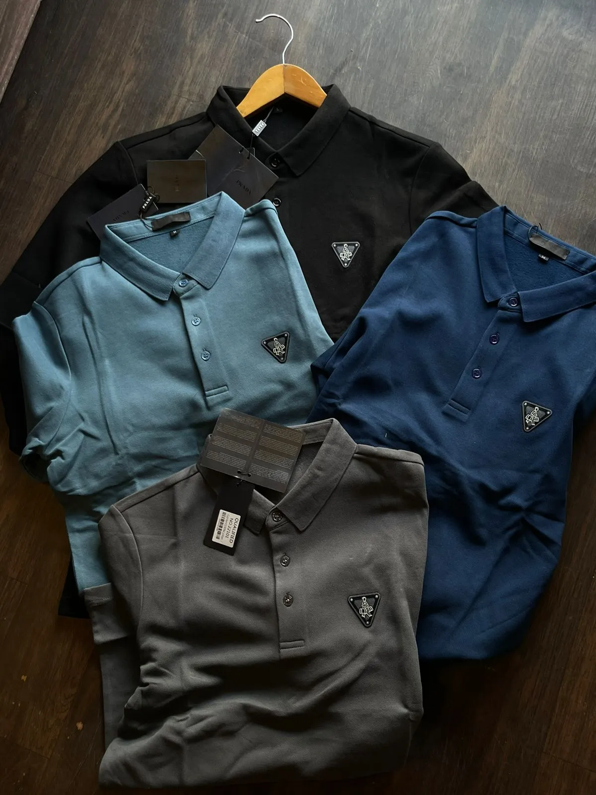 PRADA || Triangle Logo Spring Summer Polo Long Sleeves T-Shirts