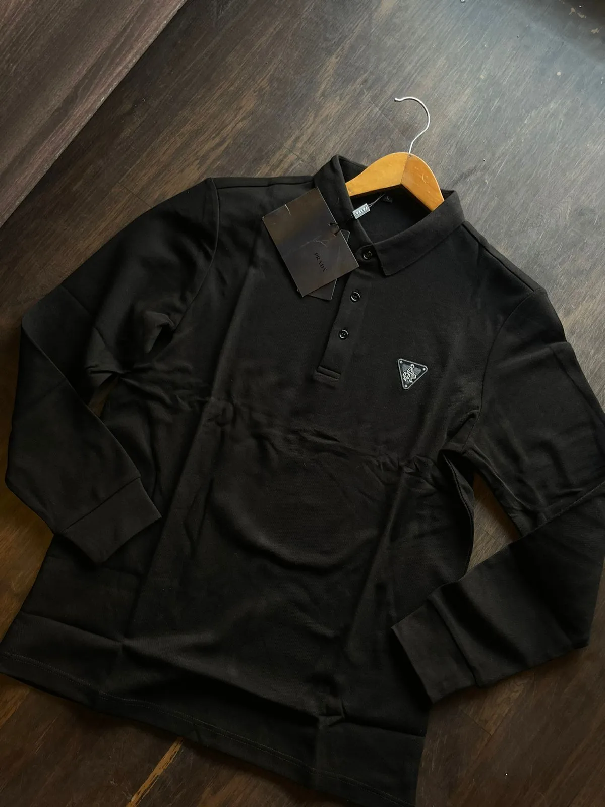 PRADA || Triangle Logo Spring Summer Polo Long Sleeves T-Shirts