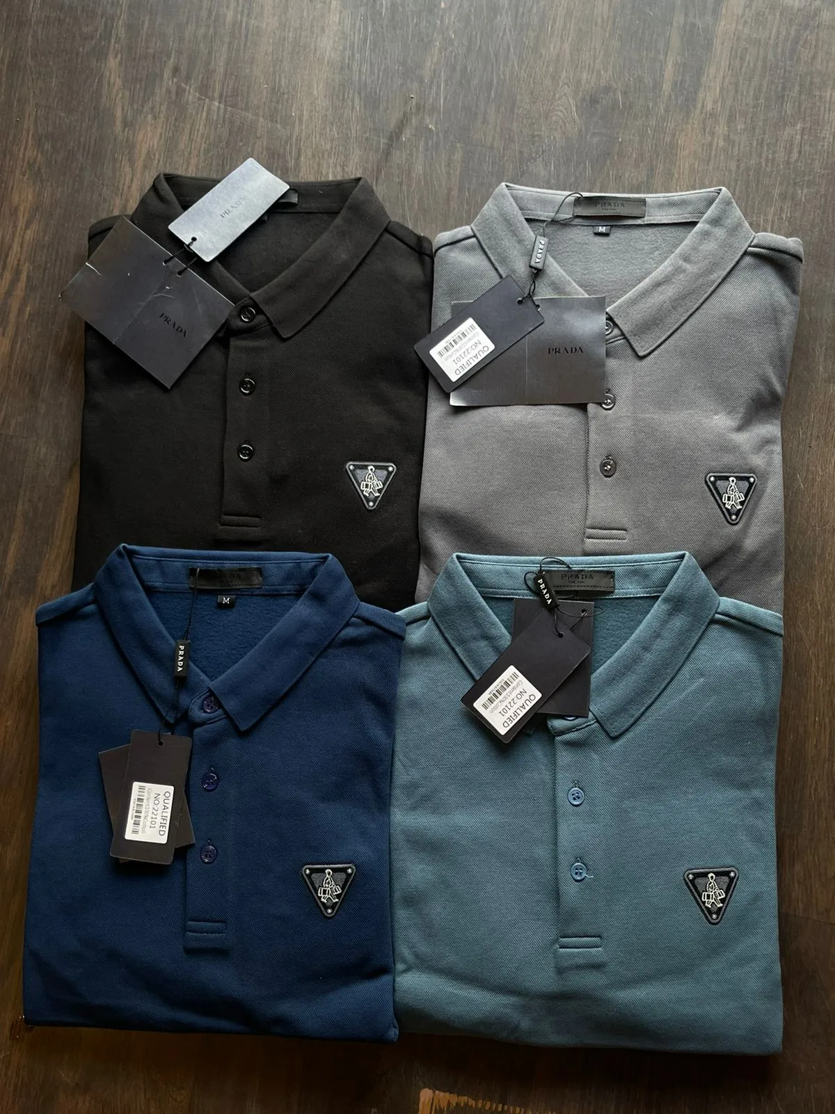 PRADA || Triangle Logo Spring Summer Polo Long Sleeves T-Shirts