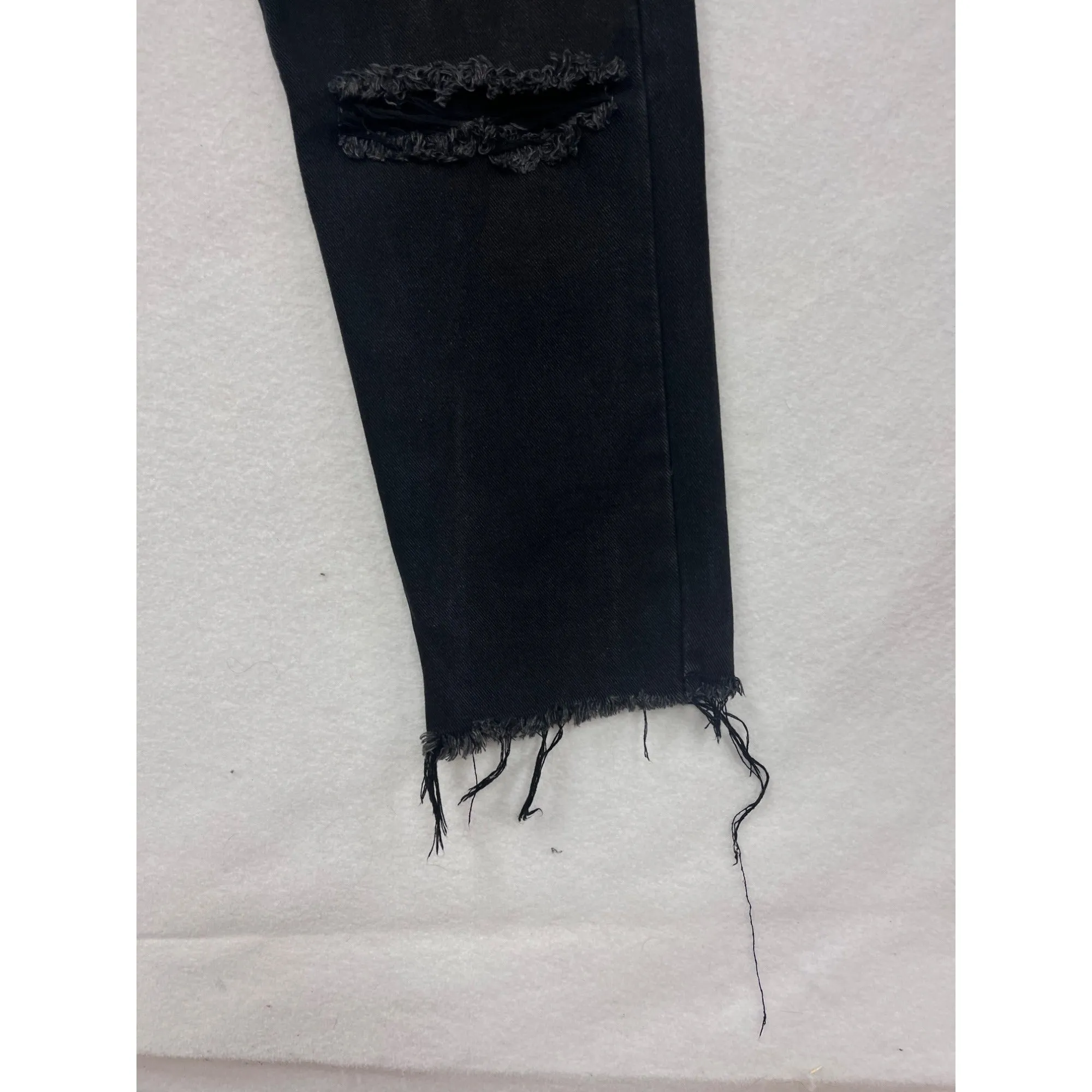 Princess Polly Womens Black Distressed High-Waisted Straight-Leg Jeans #8183