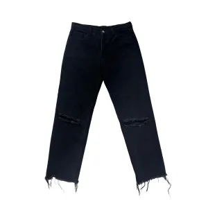 Princess Polly Womens Black Distressed High-Waisted Straight-Leg Jeans #8183