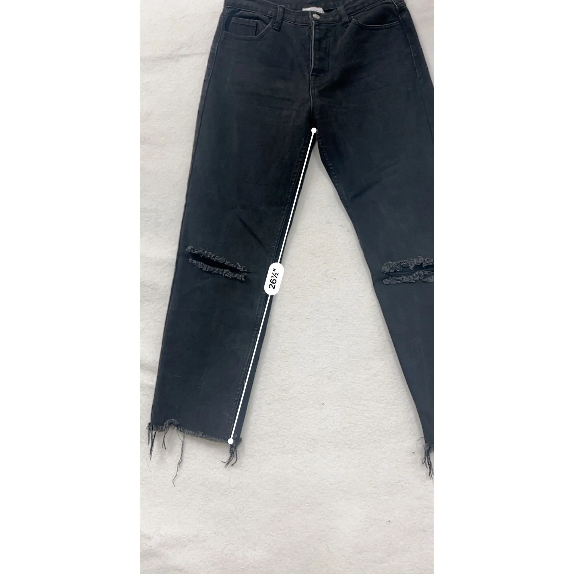Princess Polly Womens Black Distressed High-Waisted Straight-Leg Jeans #8183