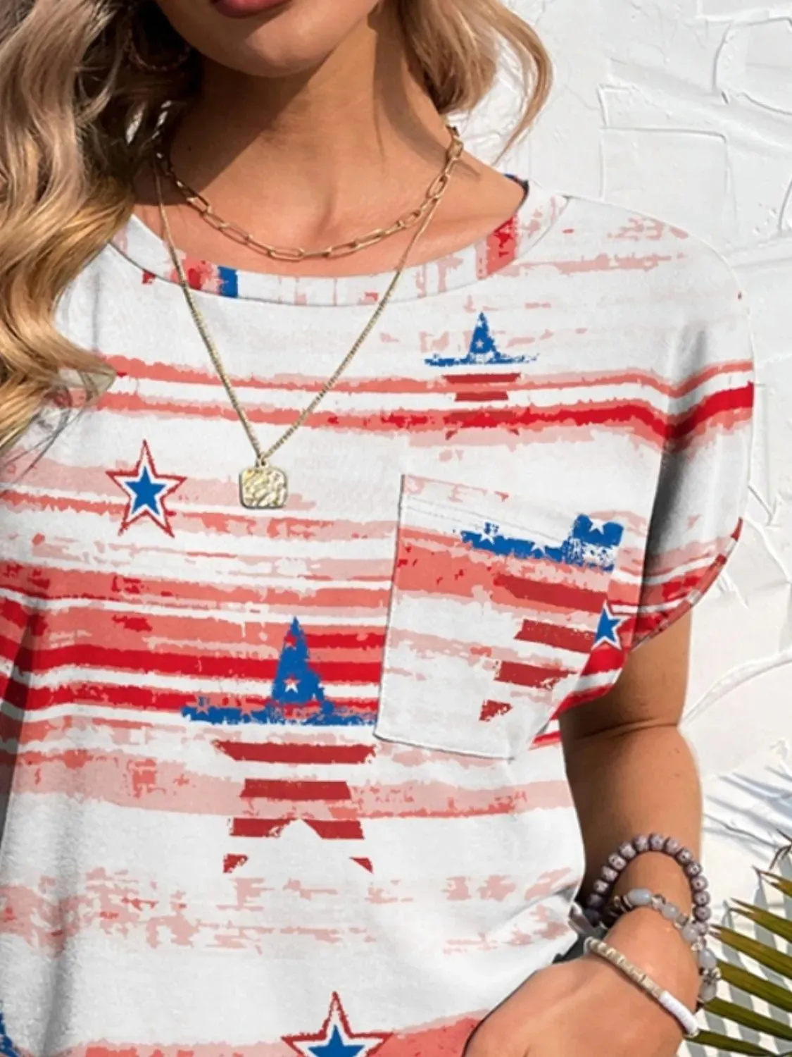 Printed Round Neck Short Sleeve T-Shirt