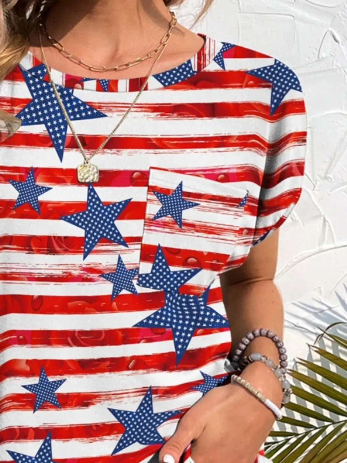 Printed Round Neck Short Sleeve T-Shirt