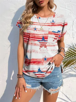 Printed Round Neck Short Sleeve T-Shirt