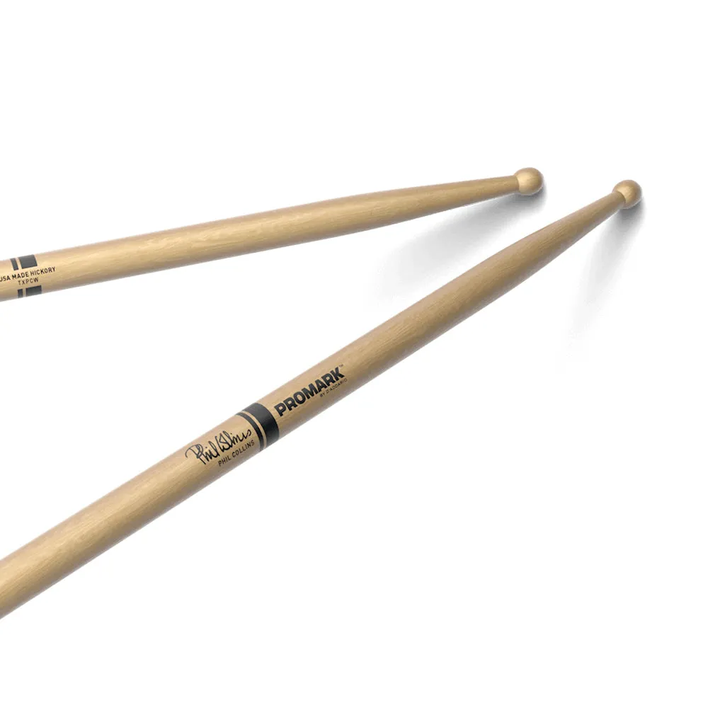 Promark TXPCW Hickory PC Phil Collins Drumsticks, Wood Tip