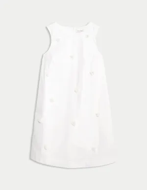 Pure Cotton Embellished Mini Shift Dress