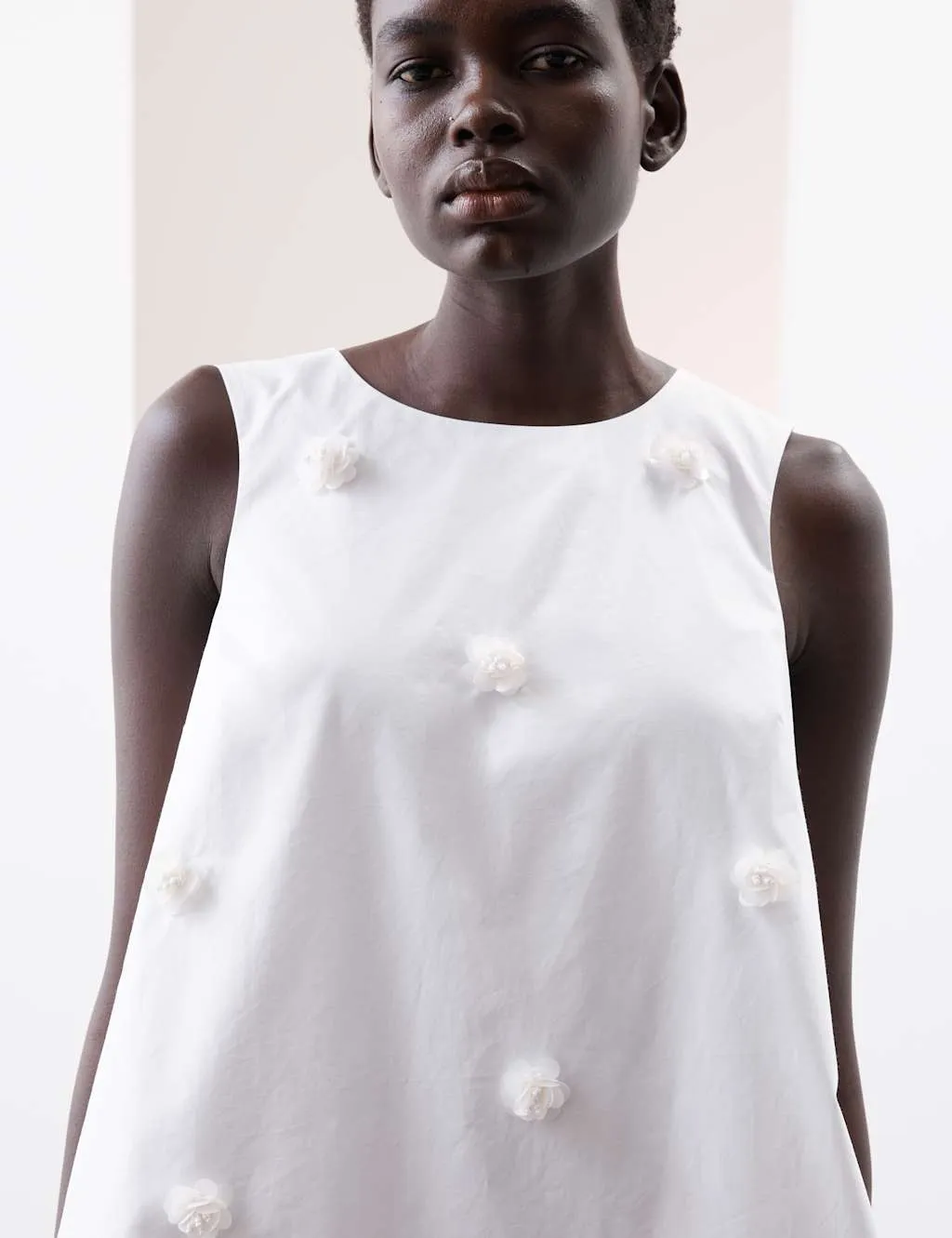 Pure Cotton Embellished Mini Shift Dress