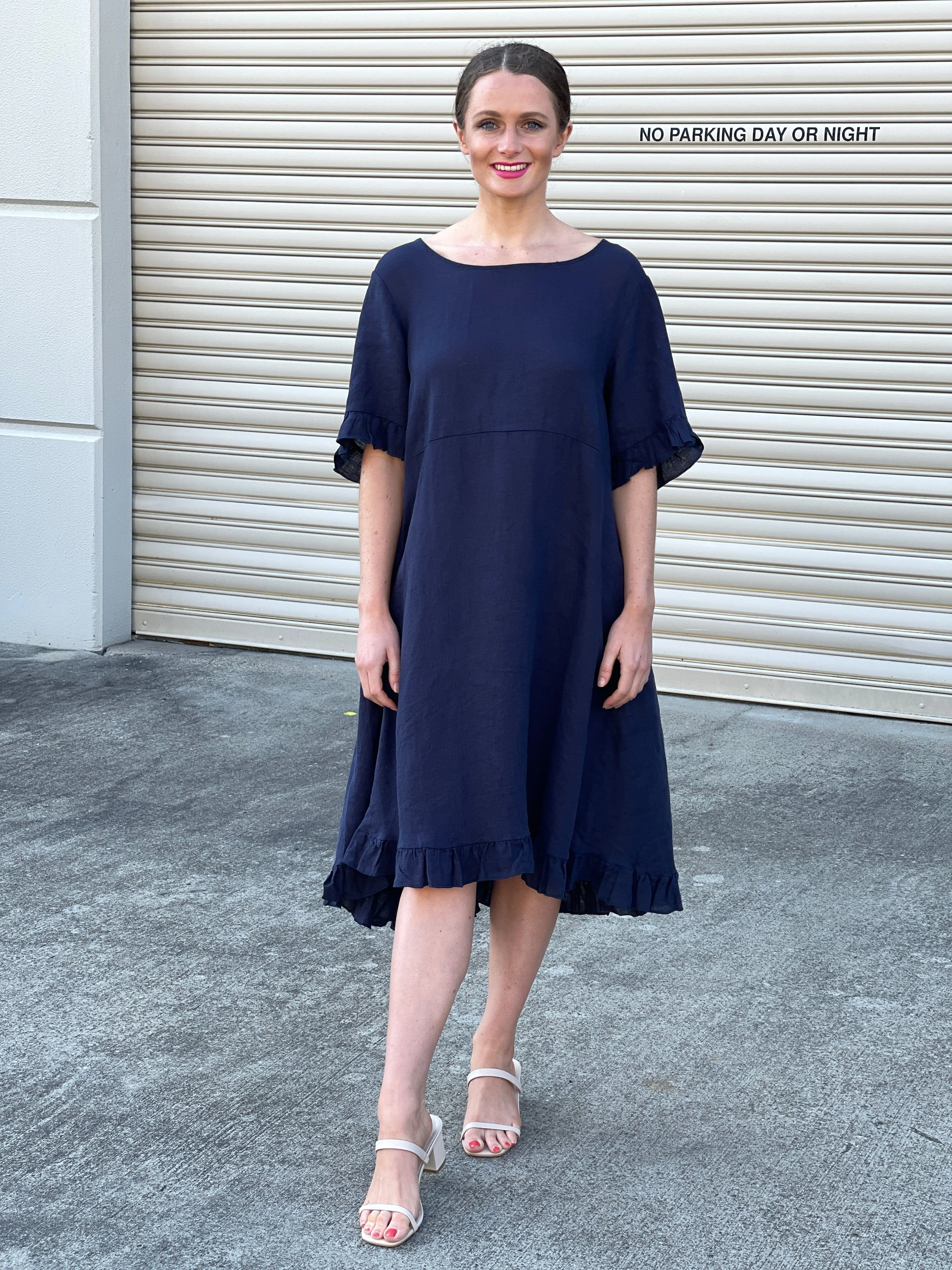 Quade Navy Linen Dress