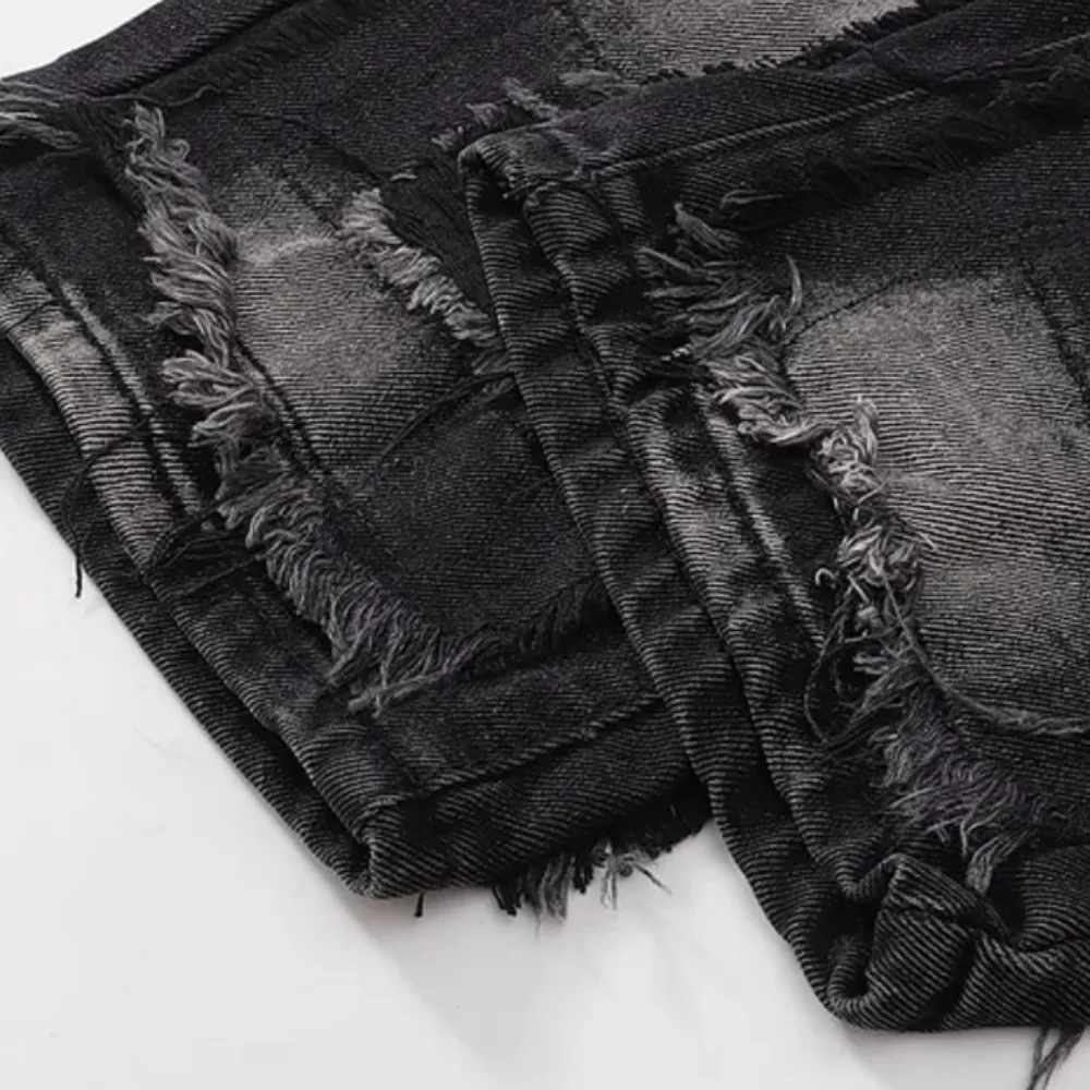 "American High Street Gradient Hole" Jeans