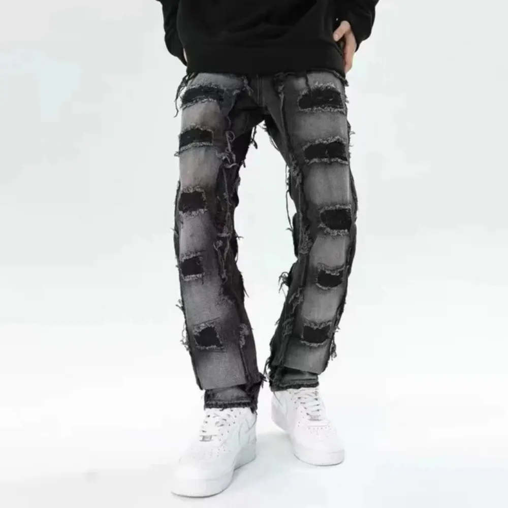 "American High Street Gradient Hole" Jeans
