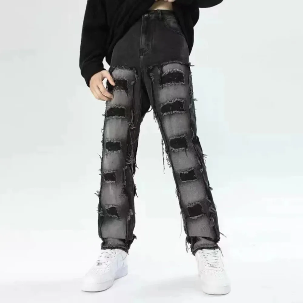 "American High Street Gradient Hole" Jeans