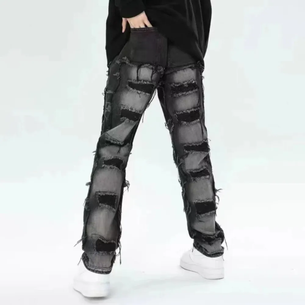 "American High Street Gradient Hole" Jeans