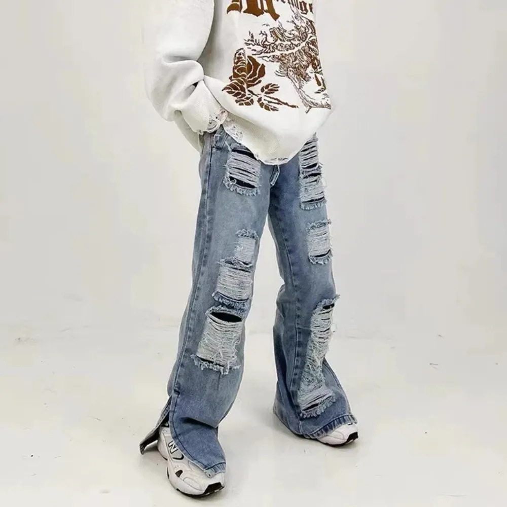 "American High Street Summer Thin Section Hole" Jeans