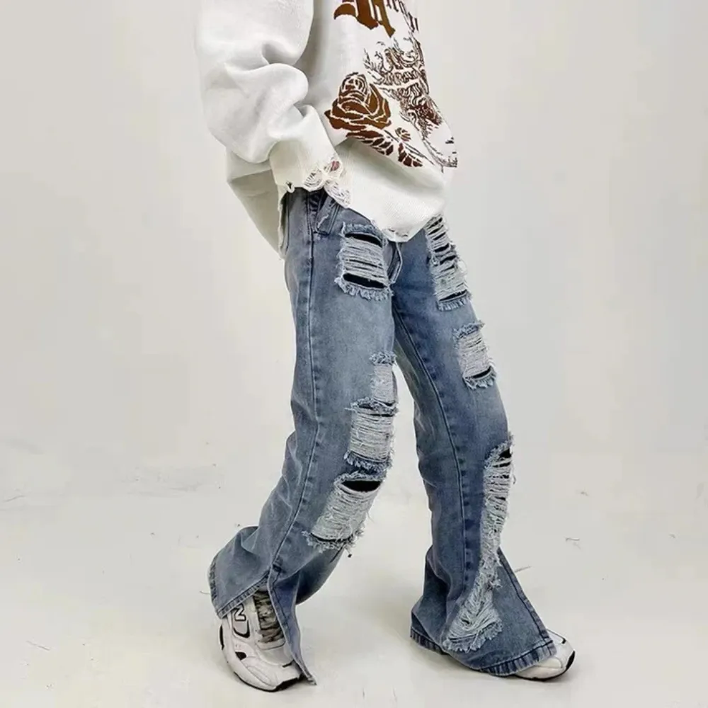 "American High Street Summer Thin Section Hole" Jeans
