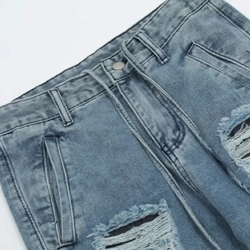 "American High Street Summer Thin Section Hole" Jeans