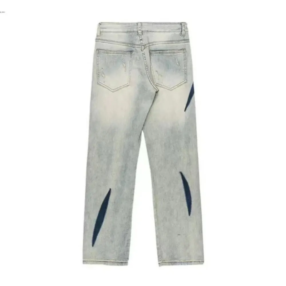 "Distressed Denim Contrast" Jeans