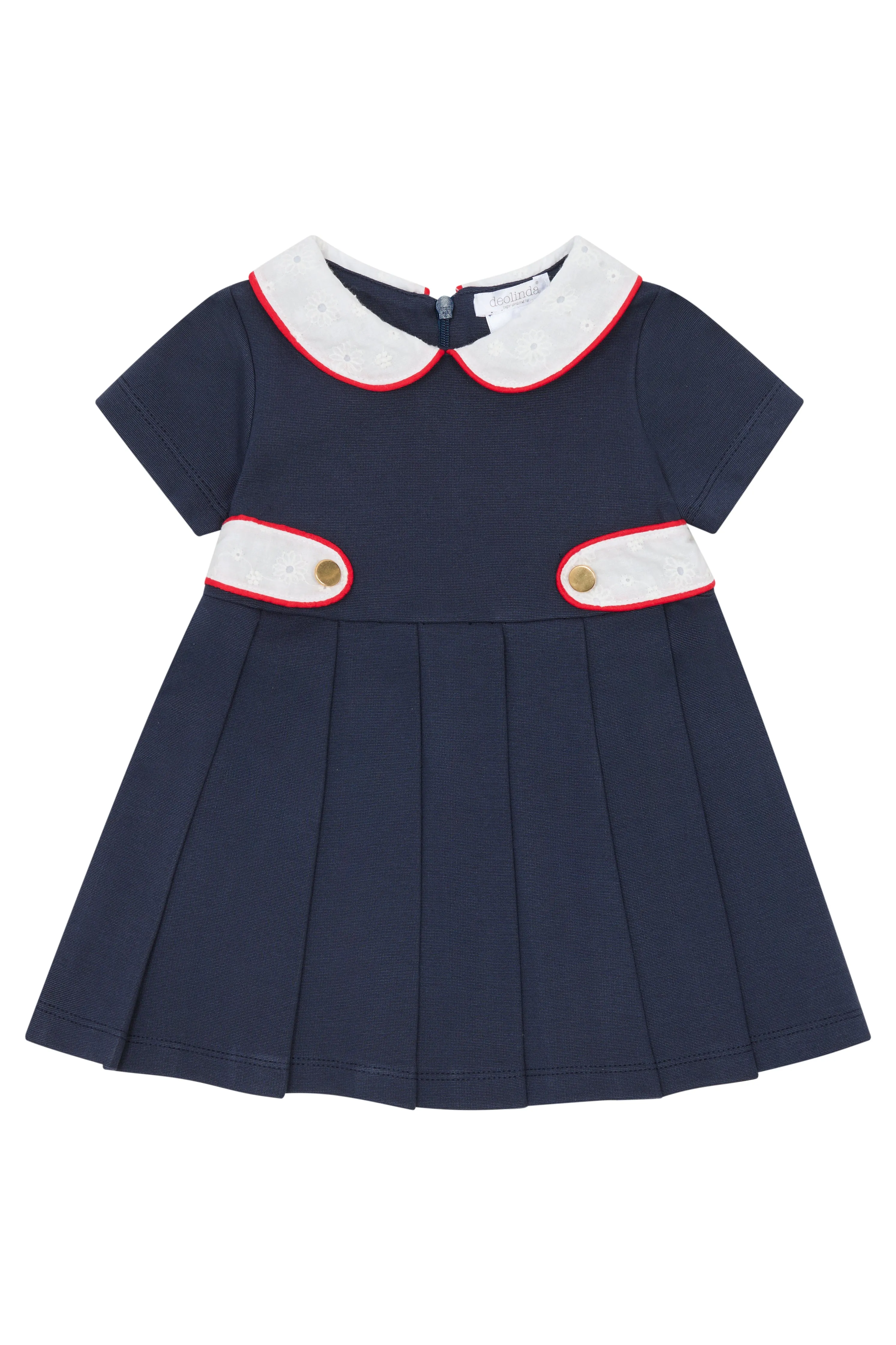 "Hattie" Navy & Red Broderie Anglaise Dress