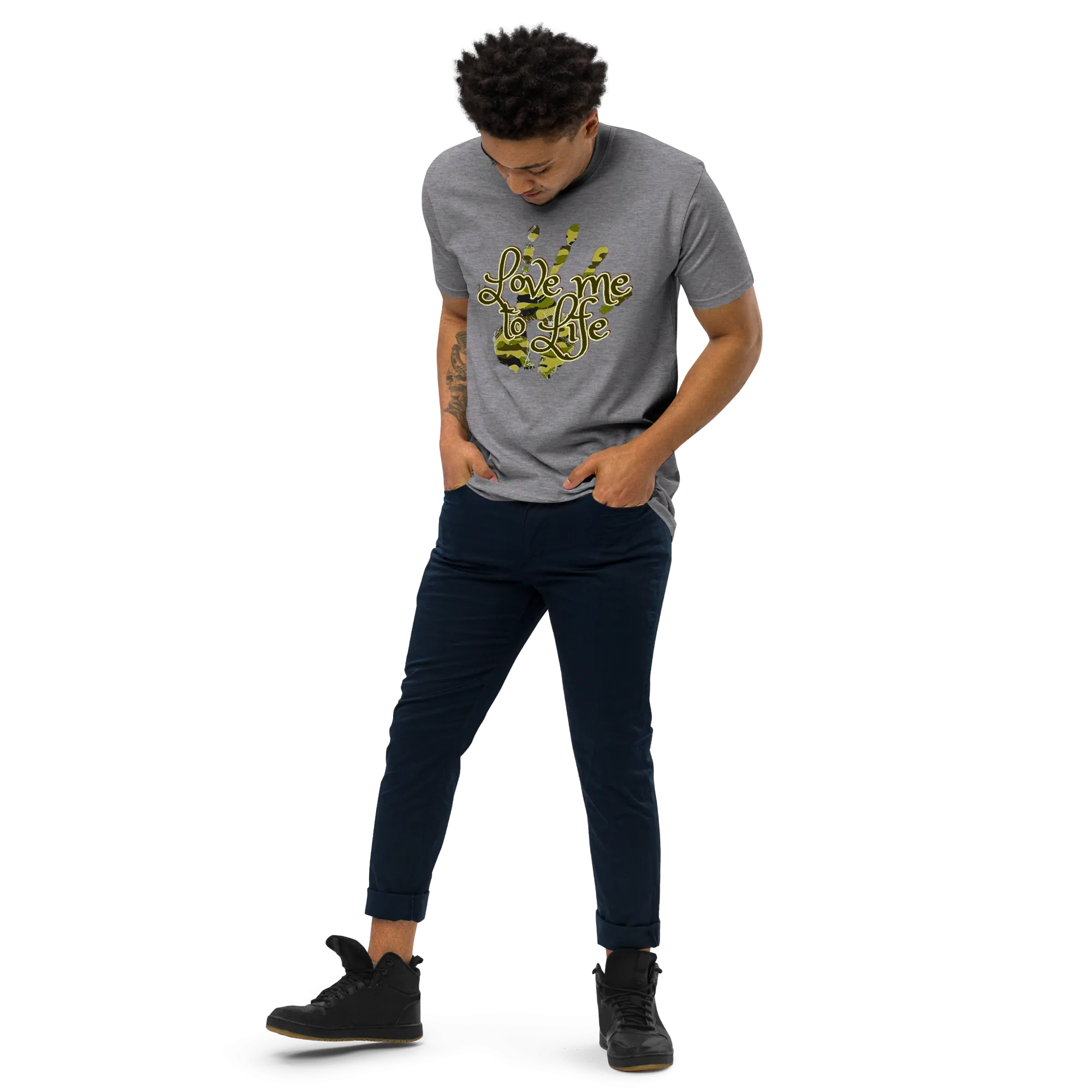 "LOVE ME TO LIFE" Men’s Premium Heavyweight Tee