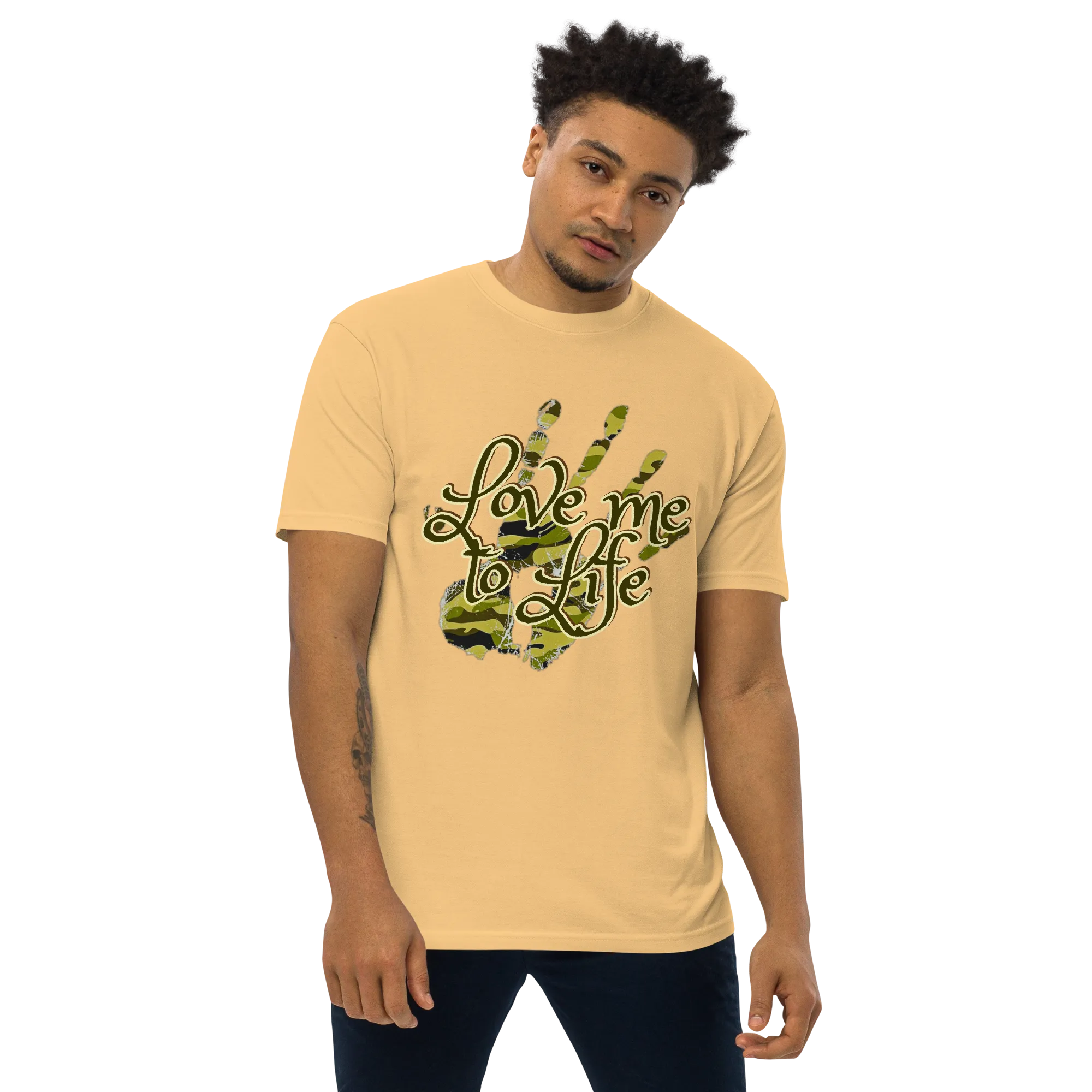 "LOVE ME TO LIFE" Men’s Premium Heavyweight Tee