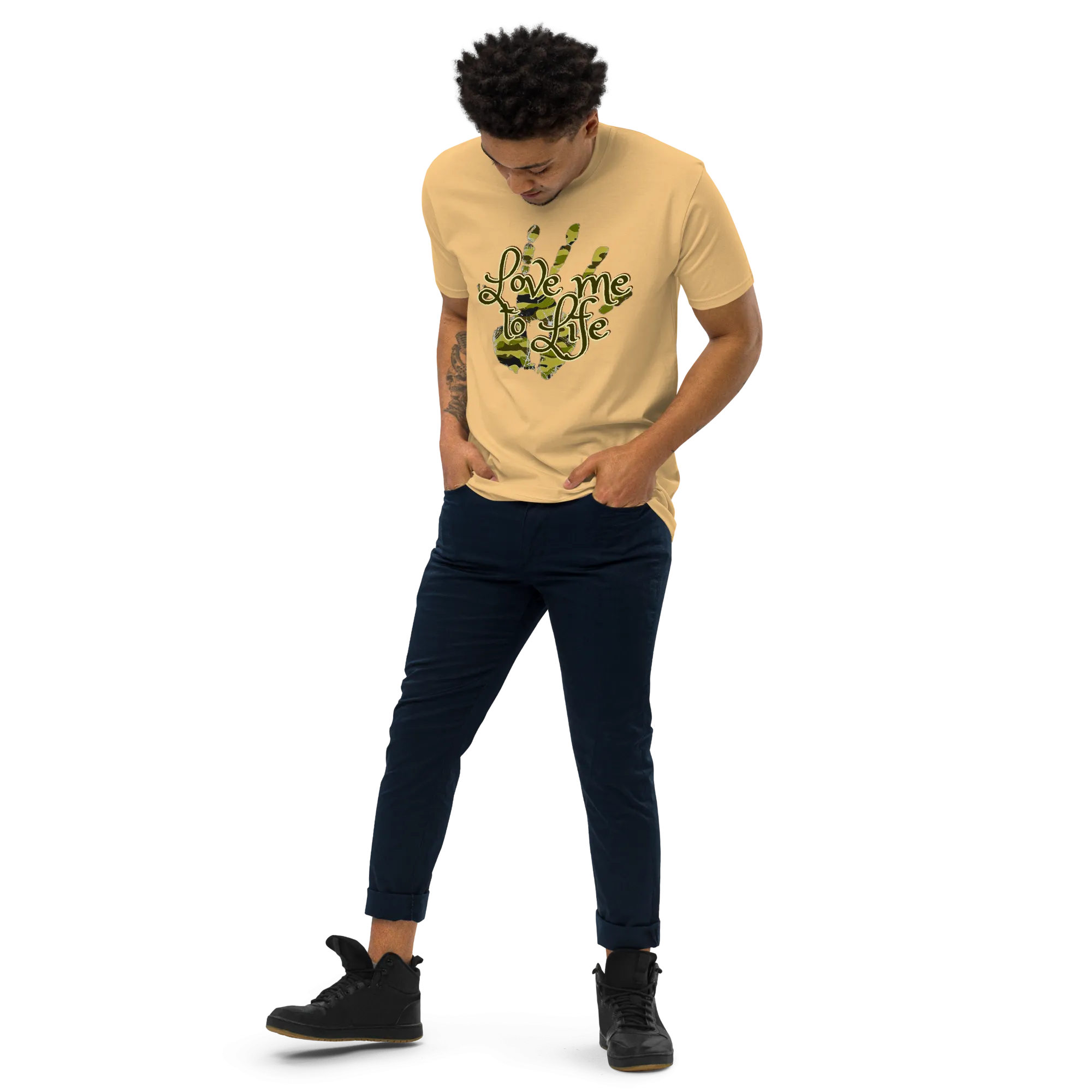 "LOVE ME TO LIFE" Men’s Premium Heavyweight Tee