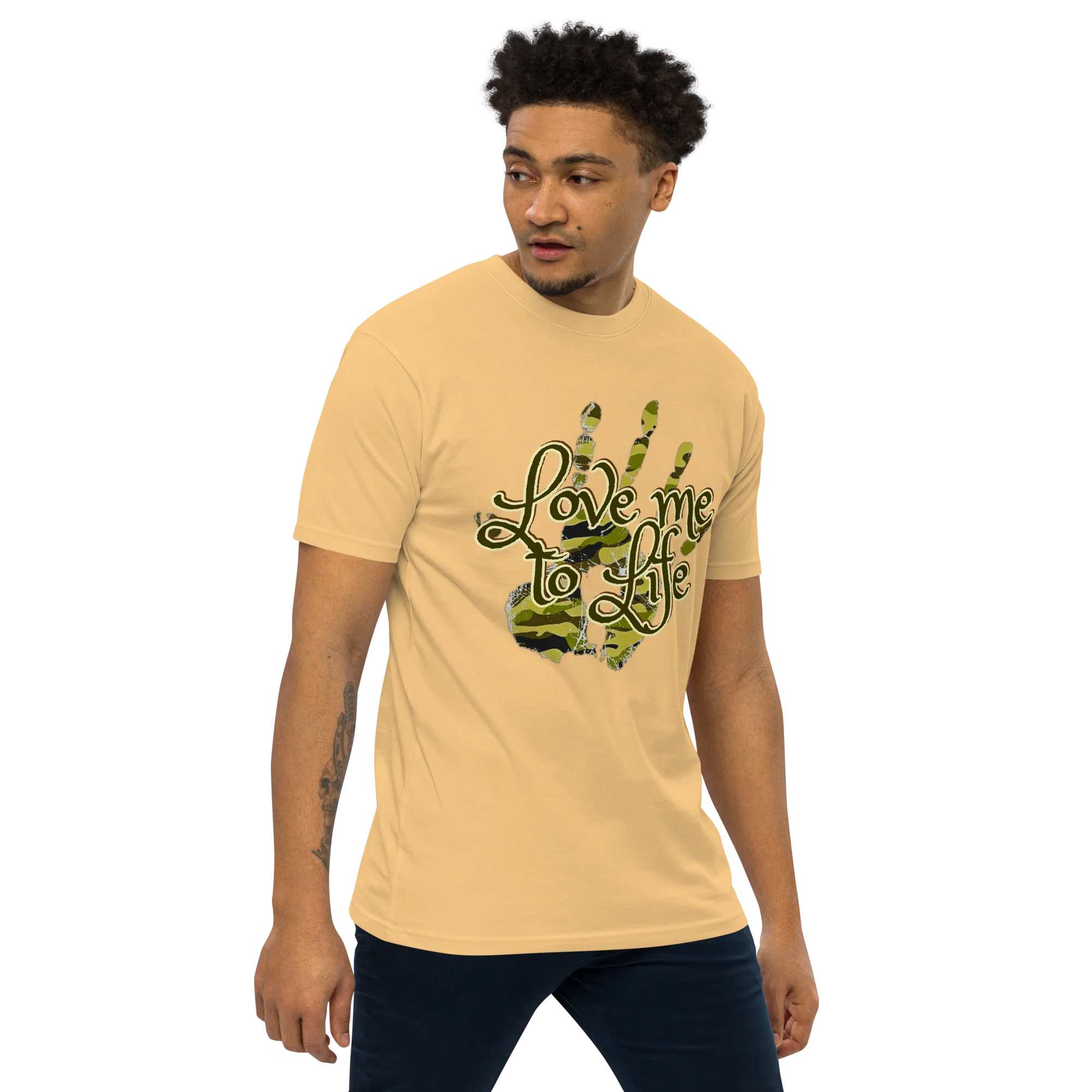 "LOVE ME TO LIFE" Men’s Premium Heavyweight Tee
