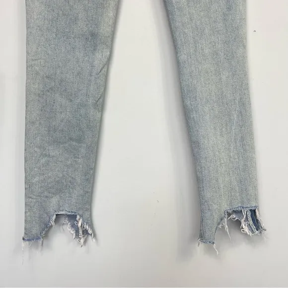 Rag &amp; Bone Ankle Skinny Jeans in Lynn Holes 28 Chewed Hem Patchwork Light Wash