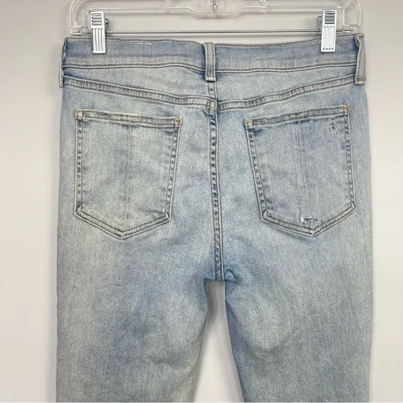 Rag &amp; Bone Ankle Skinny Jeans in Lynn Holes 28 Chewed Hem Patchwork Light Wash