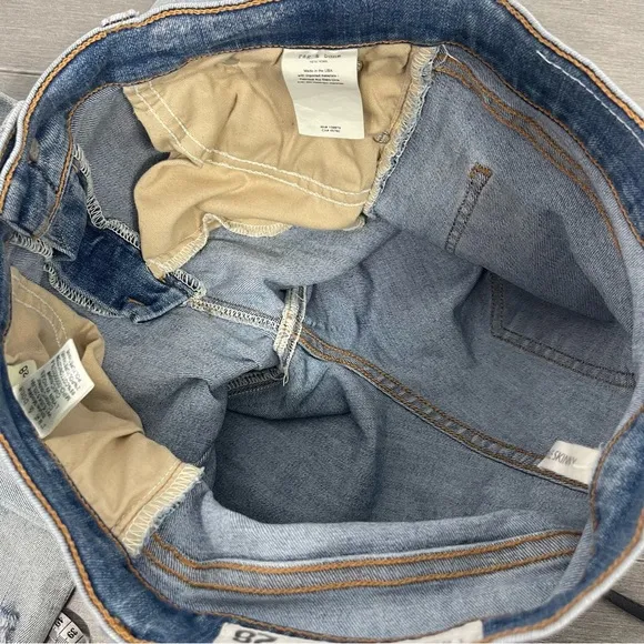 Rag &amp; Bone Ankle Skinny Jeans in Lynn Holes 28 Chewed Hem Patchwork Light Wash