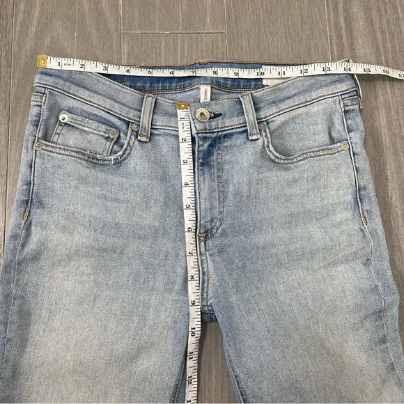 Rag &amp; Bone Ankle Skinny Jeans in Lynn Holes 28 Chewed Hem Patchwork Light Wash