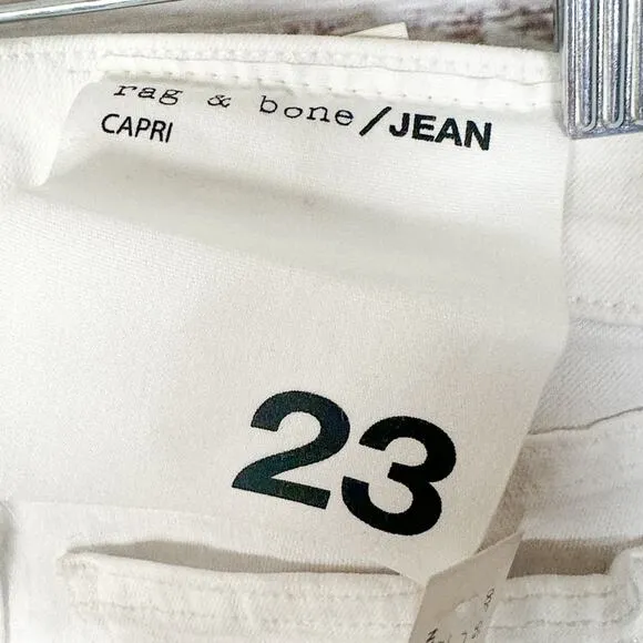 Rag &amp; Bone Frayed Hemline Blanc Capri Ankle Jeans, NWT, Size 23, MSRP $260
