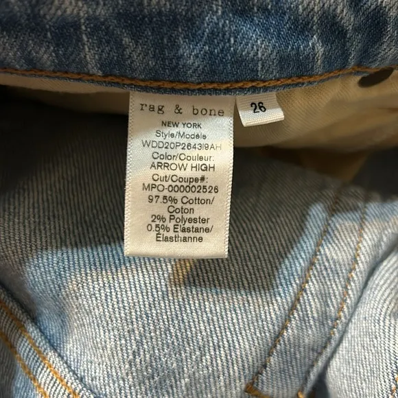 Rag &amp; Bone Light Blue Denim Jeans Size 26 Low Rise Slim Boyfriend