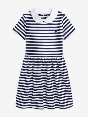 Ralph Lauren Girls Striped Polo Dress in Navy