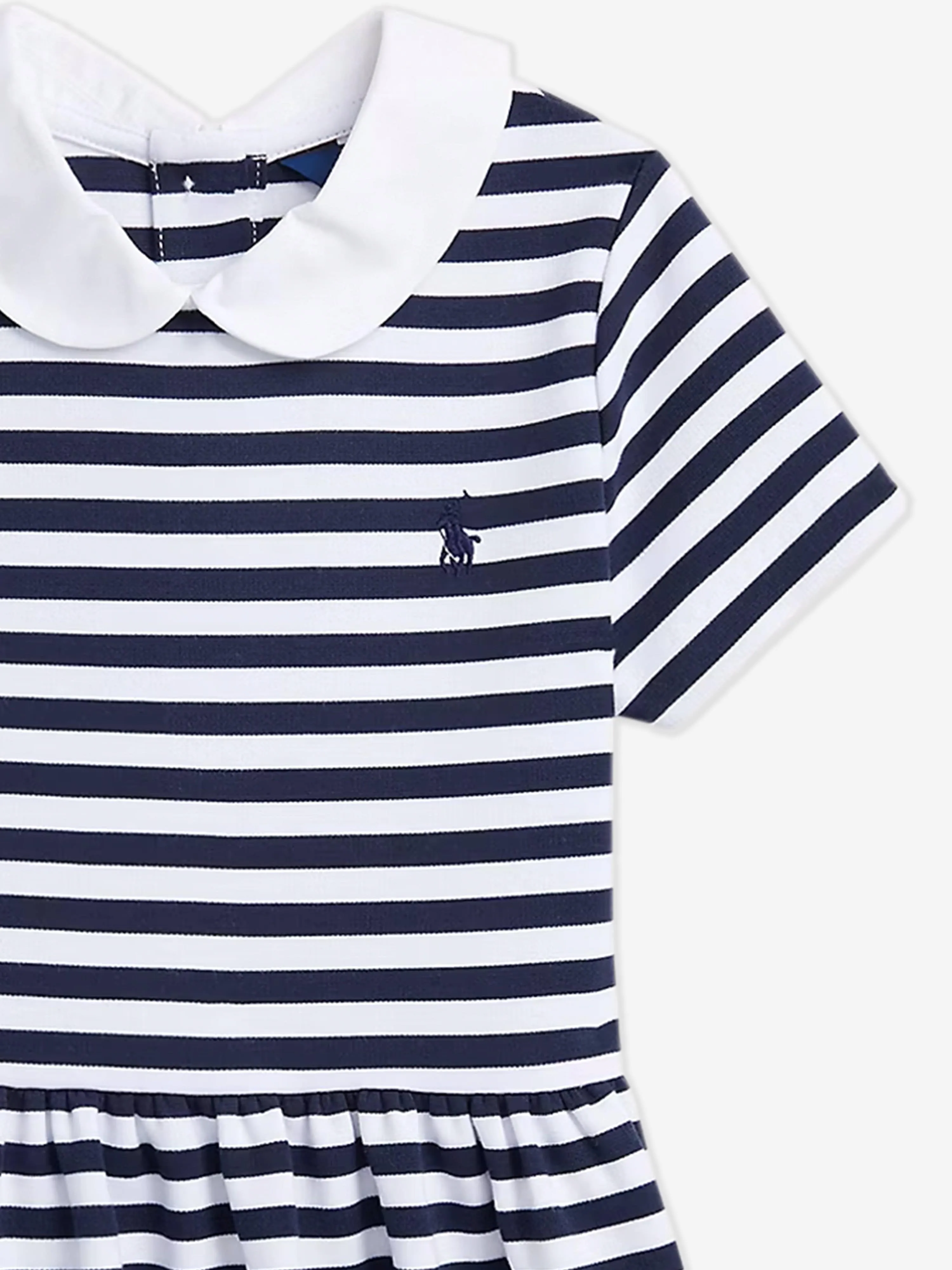 Ralph Lauren Girls Striped Polo Dress in Navy