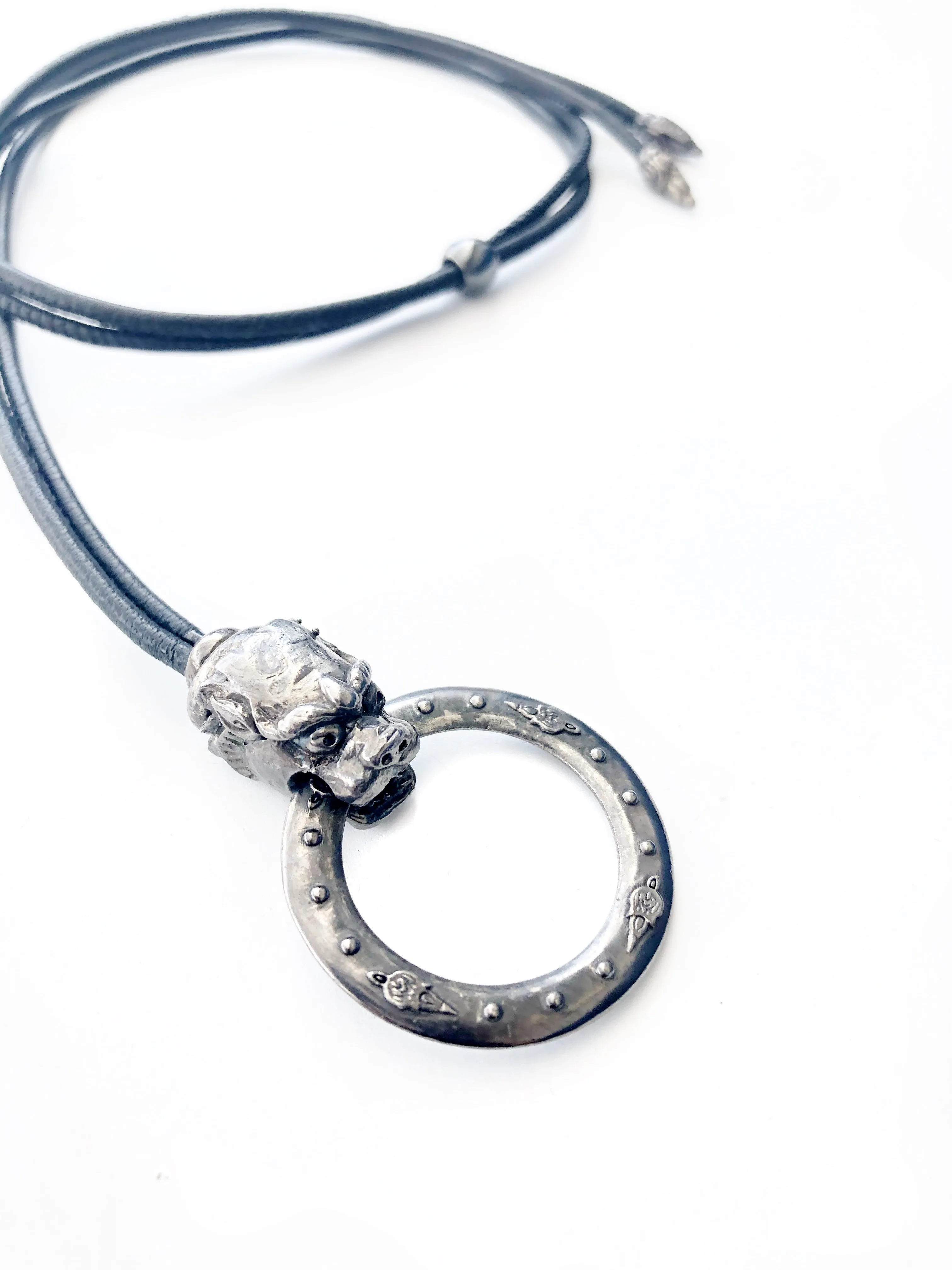 Rare Black Rhodium Edgy Foo Dragon Warrior