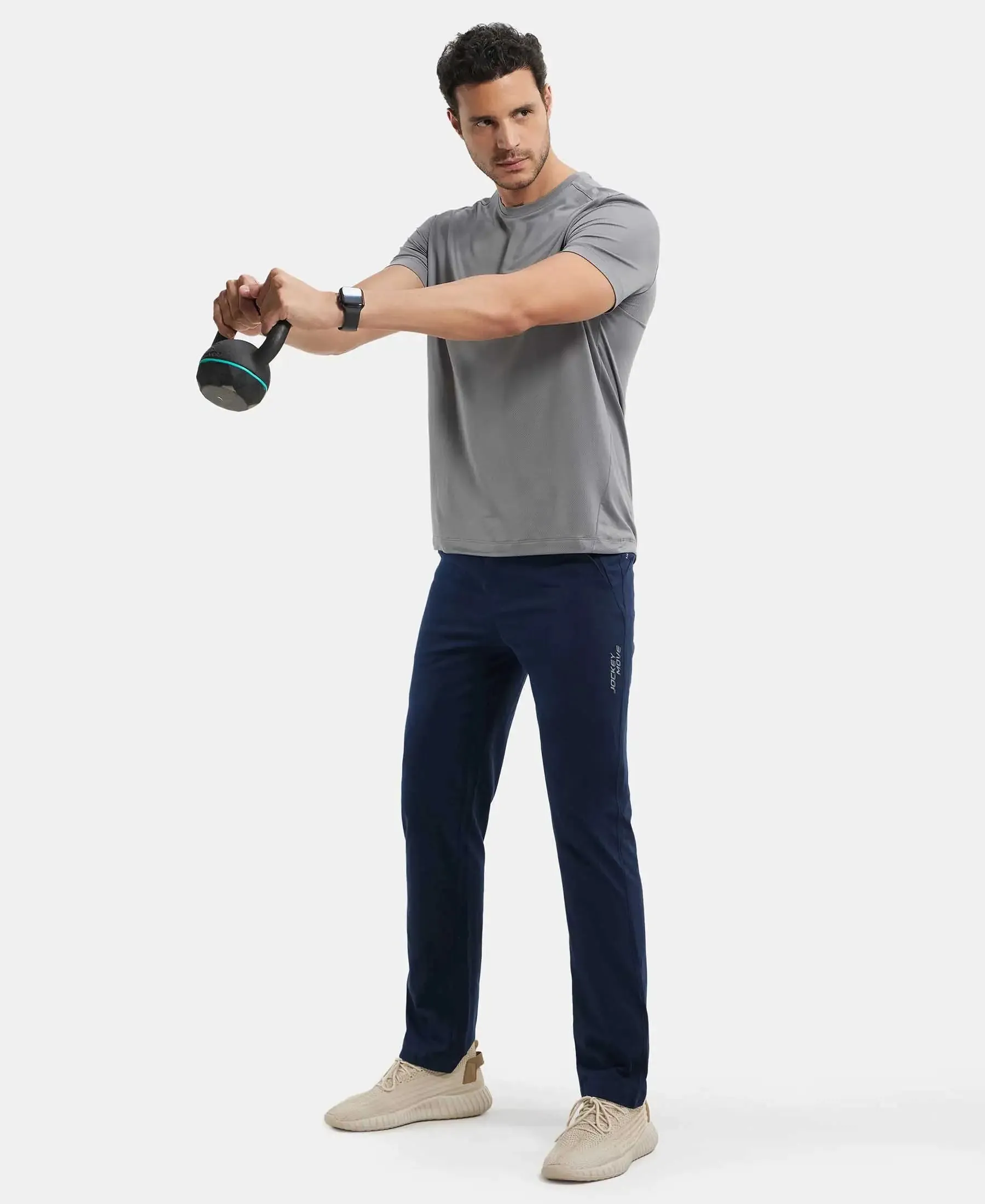 Recycled Microfiber Elastane Stretch Fabric Round Neck Half Sleeve Breathable Mesh T-Shirt - Quiet Shade