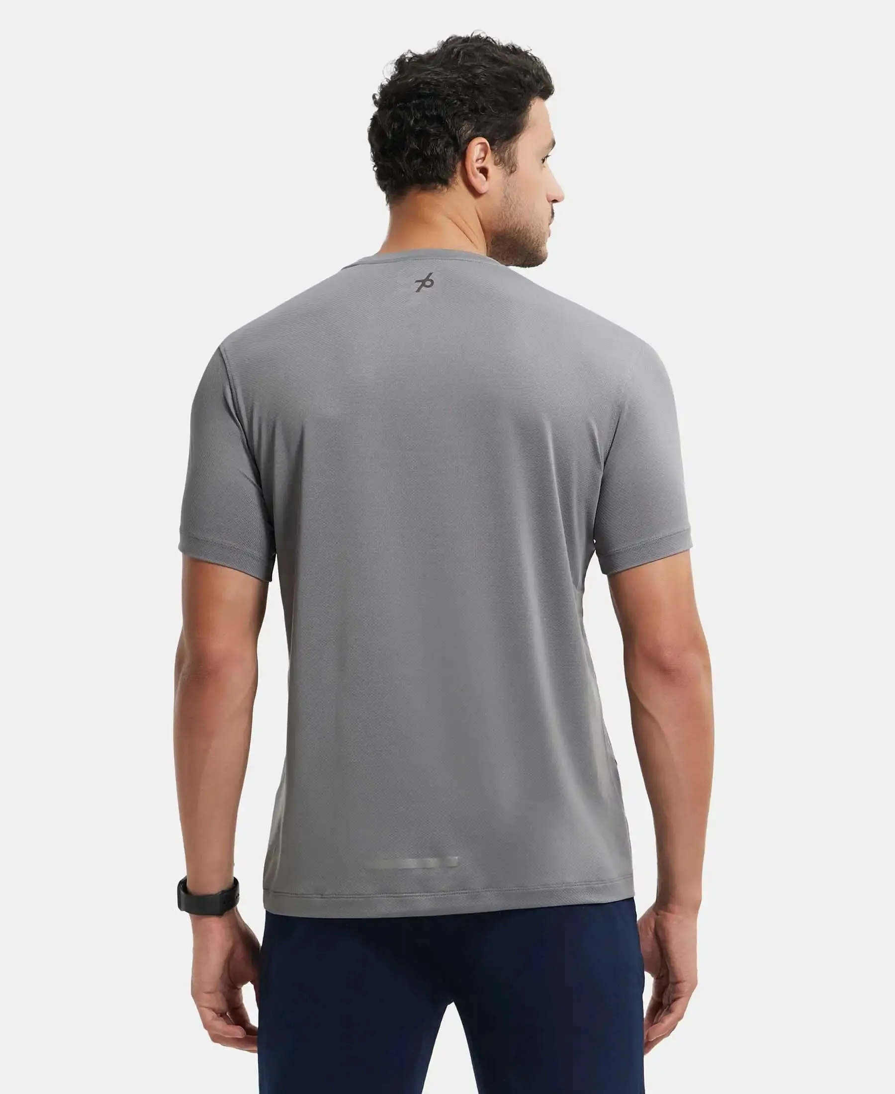 Recycled Microfiber Elastane Stretch Fabric Round Neck Half Sleeve Breathable Mesh T-Shirt - Quiet Shade
