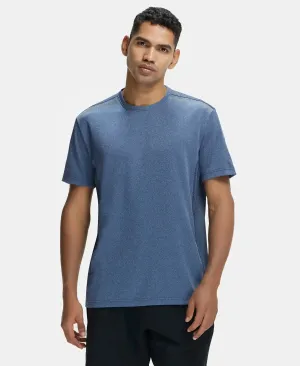 Recycled Microfiber Elastane Stretch Half Sleeve Round Neck T-Shirt with Breathable Mesh - Navy