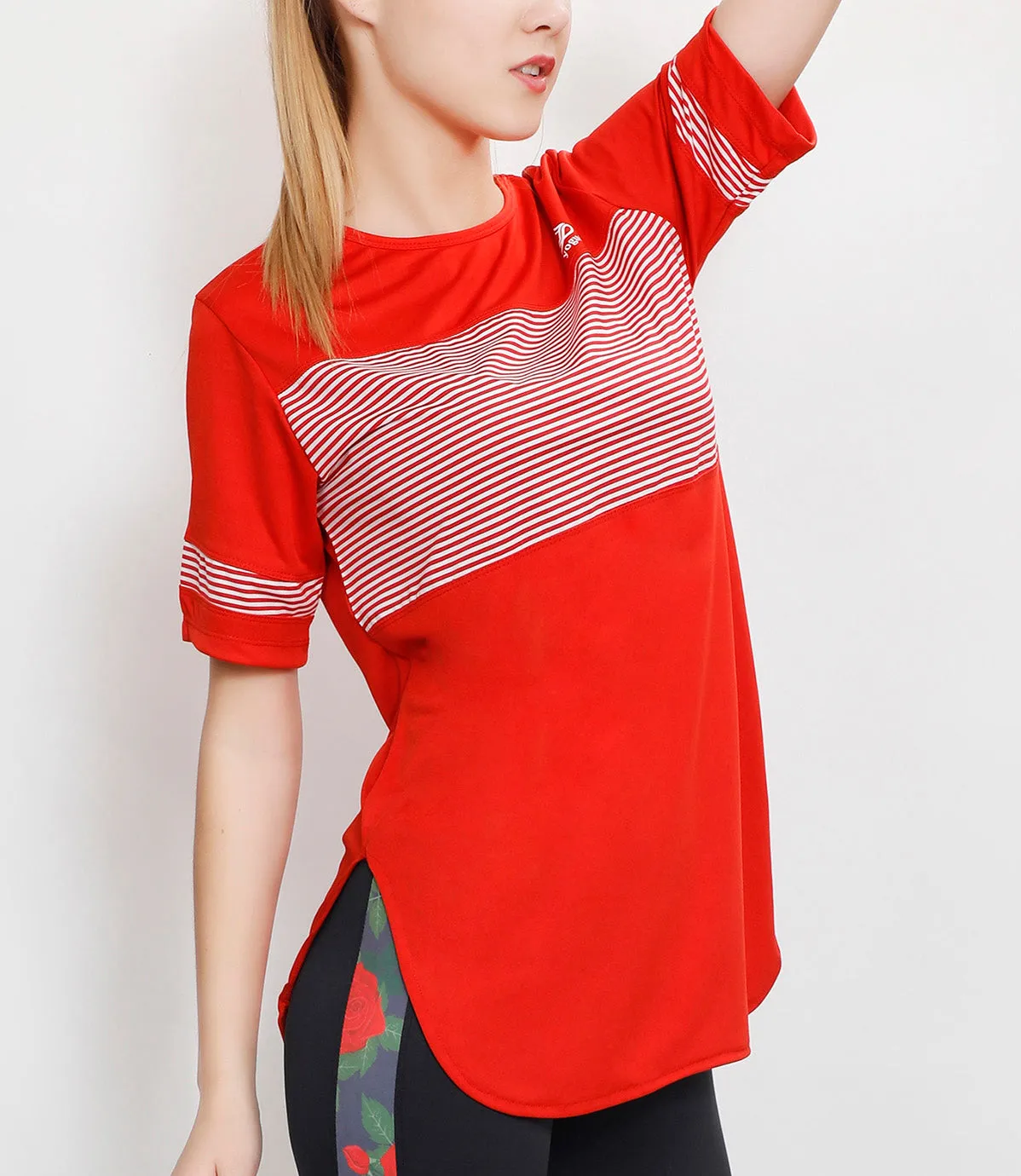 Red & White Stripes Long T-Shirt