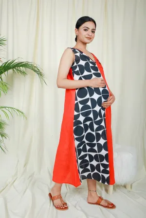Red Black Anadi Super Mom Sleeveless Dress