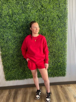 Red French Terry Pullover