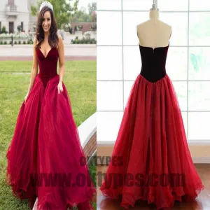 Red Long Prom Dresses, Ball Gown Prom Dresses, Sweetheart Prom Dresses, Zipper Princess Prom Dresses, TYP0197