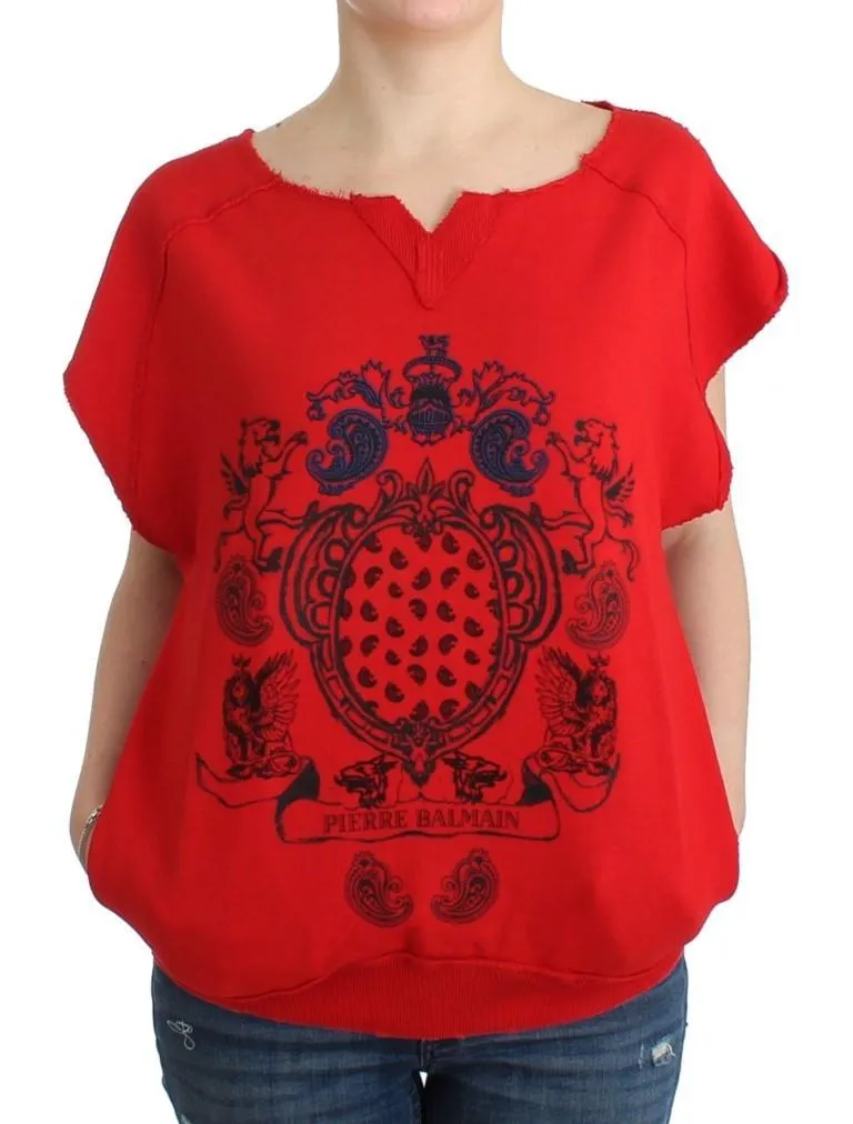 Red printed shortsleeved sweatshirt