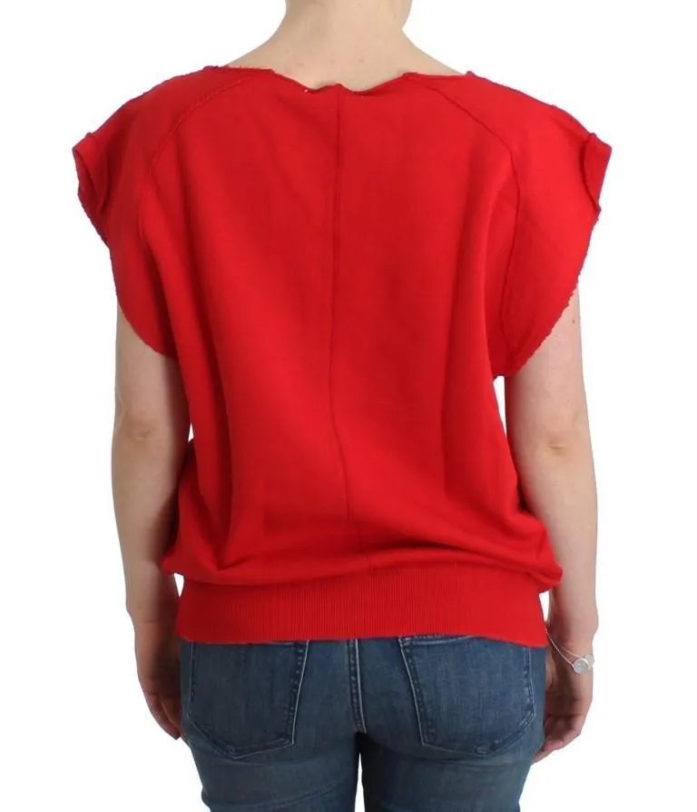 Red printed shortsleeved sweatshirt